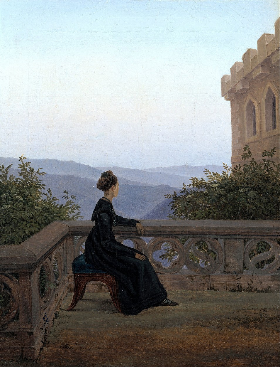 Mulher na varanda - Carl Gustav Carus (1842).JPG